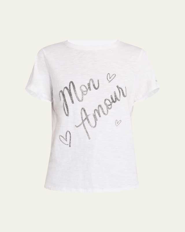 Mon Amour Rhinestone Cotton Tee